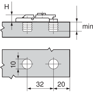 base recta bisagra 3mm 2