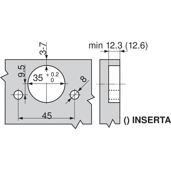 BISAGRA 71T9780 100º GRUESO SUPERACODADA CON TACO