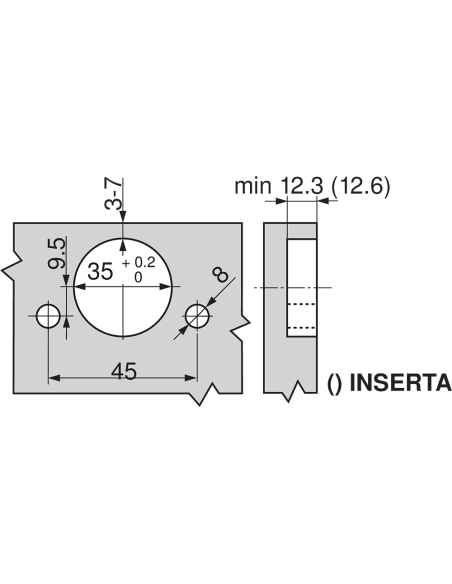 BISAGRA 71T9780 100º GRUESO SUPERACODADA CON TACO