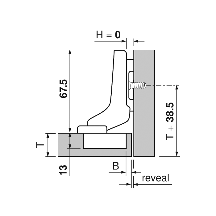 BISAGRA 71T9780 100º GRUESO SUPERACODADA CON TACO