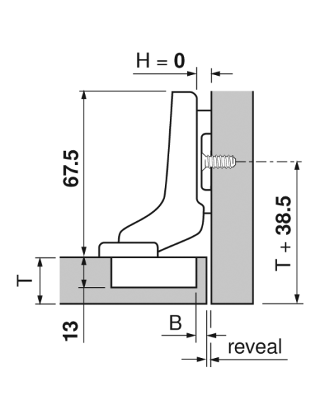 BISAGRA 71T9780 100º GRUESO SUPERACODADA CON TACO