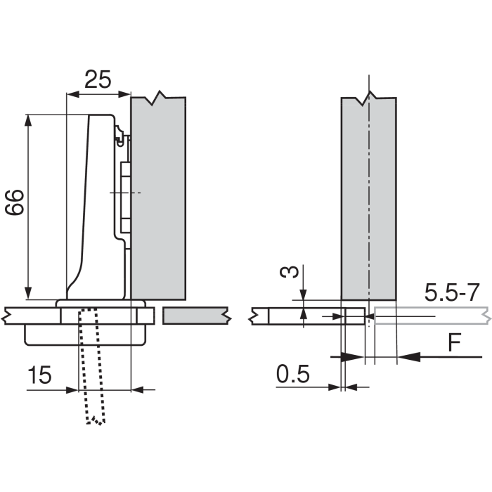 BISAGRA 75T4200 CRISTAL ACODADA