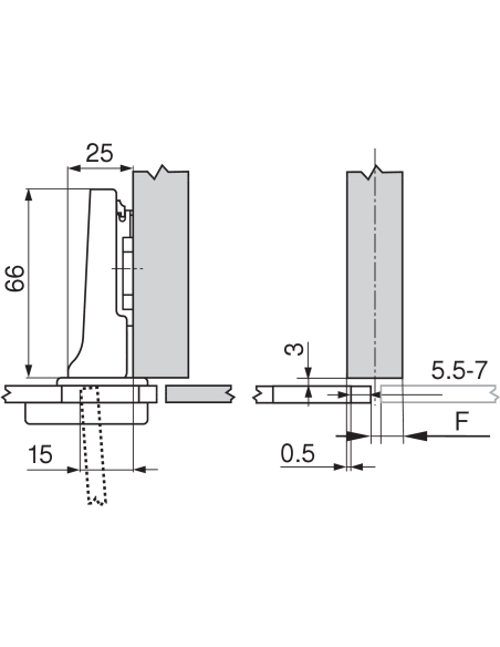BISAGRA 75T4200 CRISTAL ACODADA