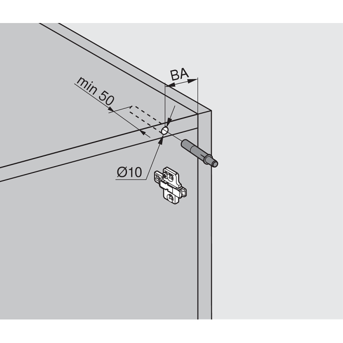 BLUMOTION 970A1002 PUERTA EMBUTIR LADO BISAGRA
