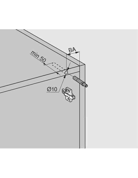 BLUMOTION 970A1002 PUERTA EMBUTIR LADO BISAGRA