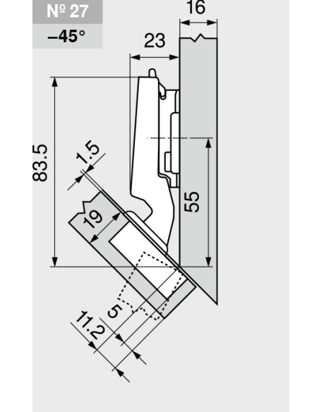 BISAGRA 79B3450 -45º BLUMOTION SIN TACO